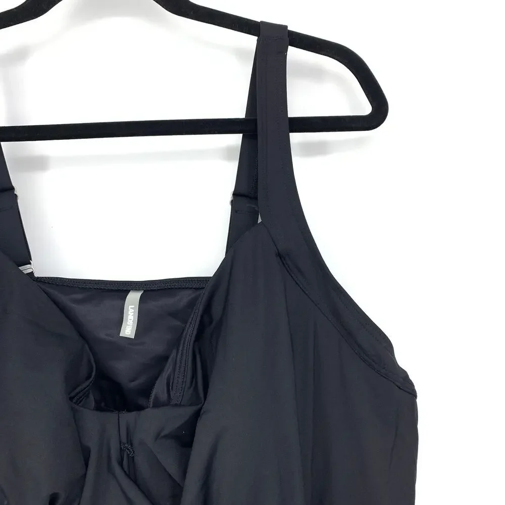 Lands' End Swimwear Women's Size 26W Tankini Top Cross Front Black